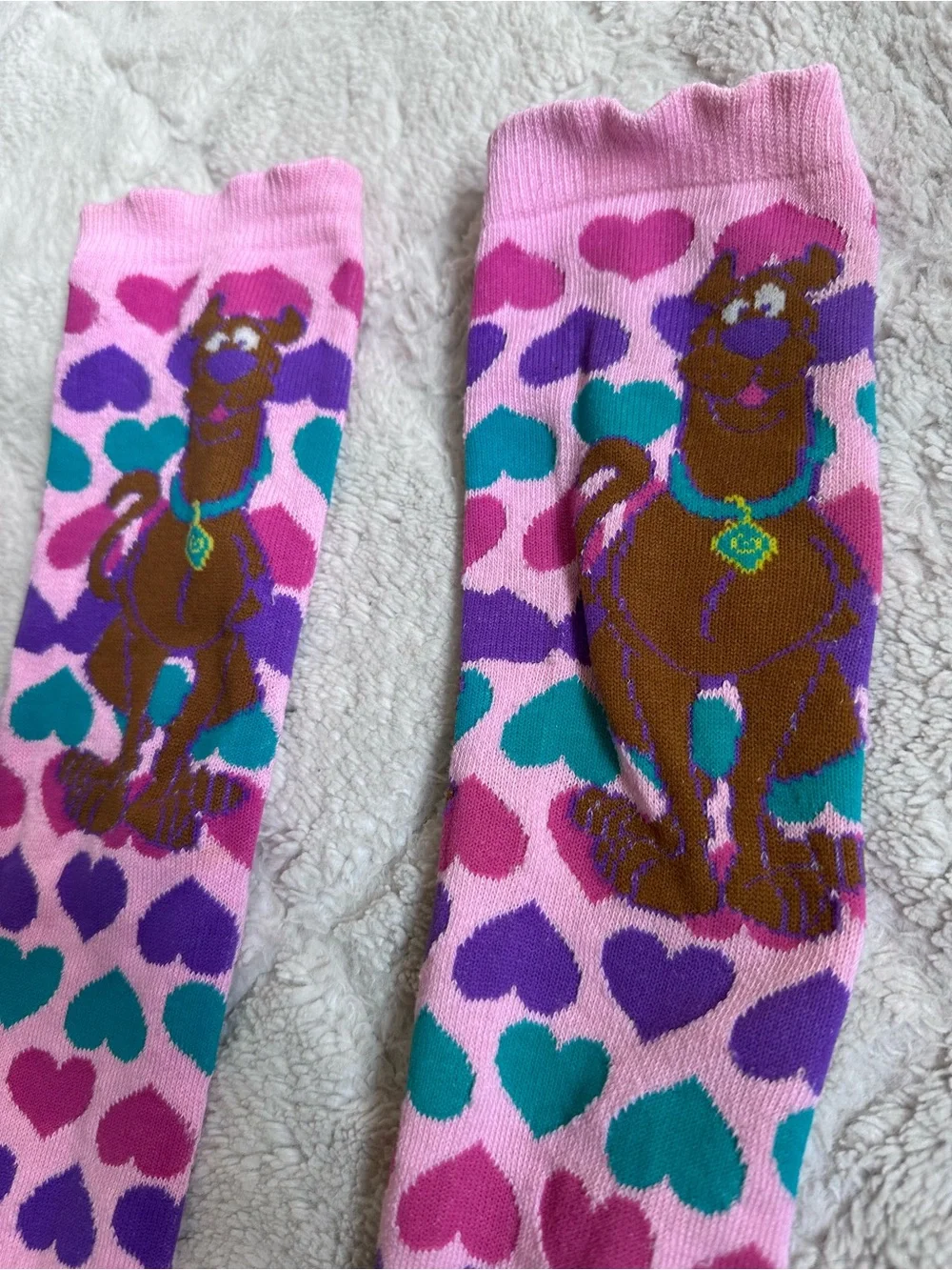 Scooby Doo | Pink Hearts Scooby Doo Knee High Socks | Size Big Kid